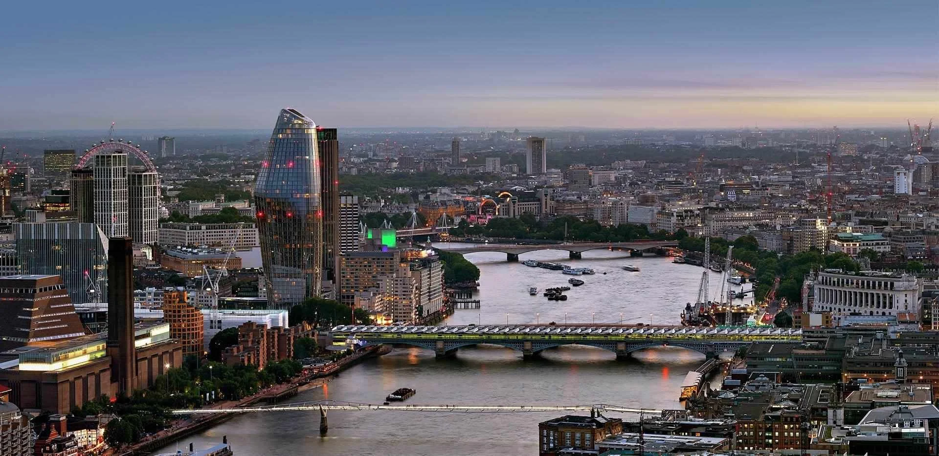 London skyline and River Thames at dusk